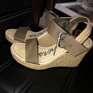 Olive Skechers wedges